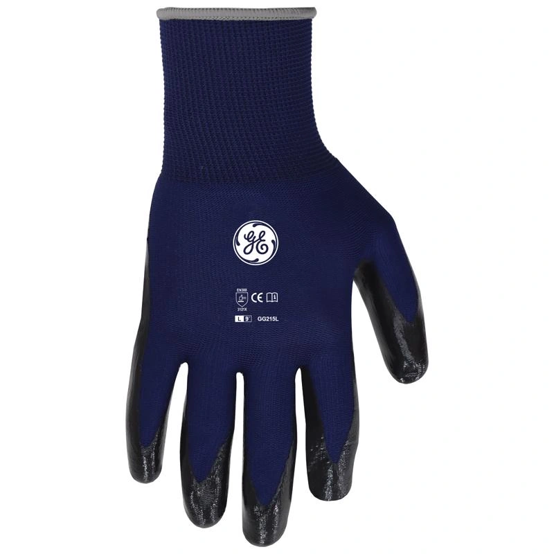 General Electric Unisex Dipped Gloves Black/Blue L 1 pair